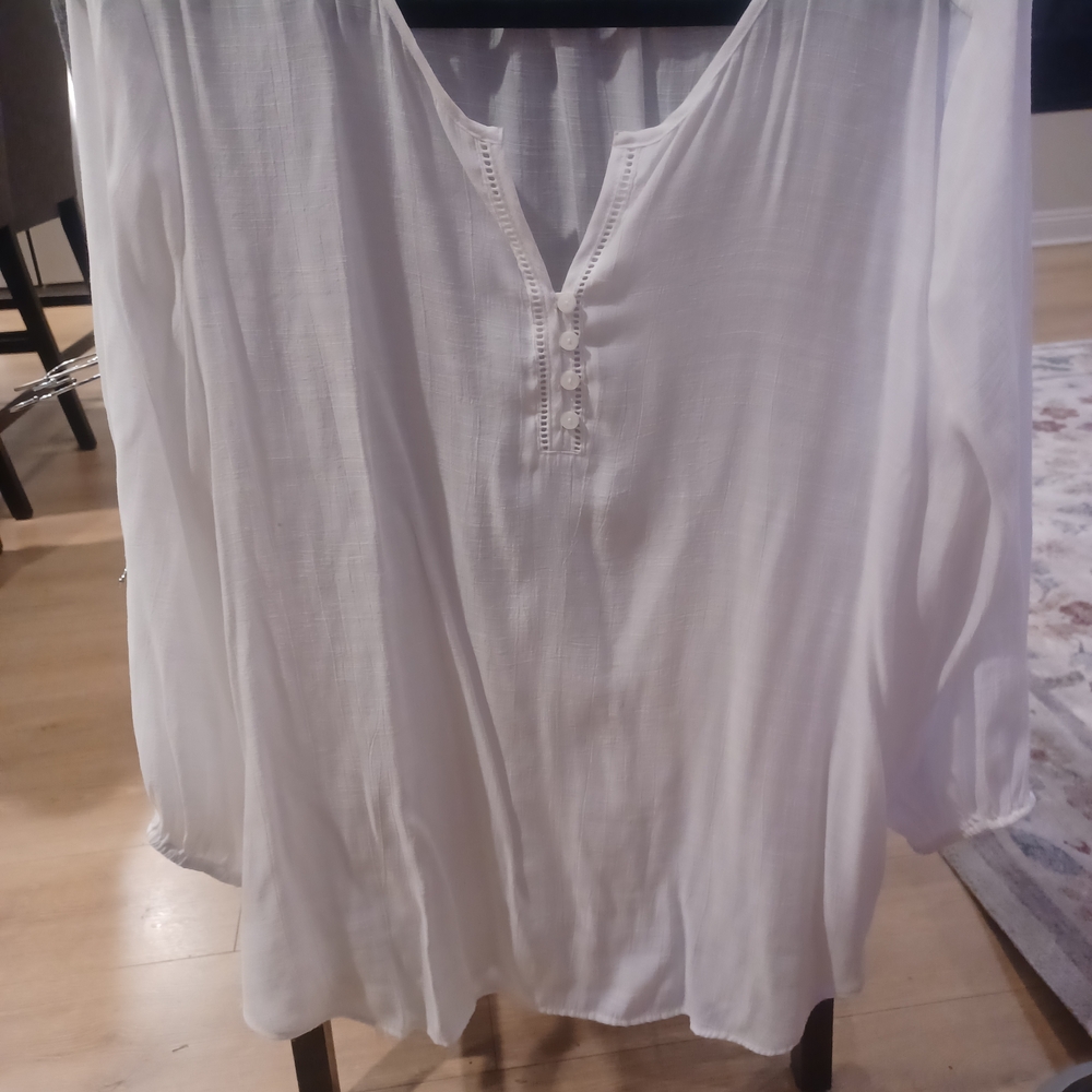 Liz Claiborne White Blouse with Button Detail